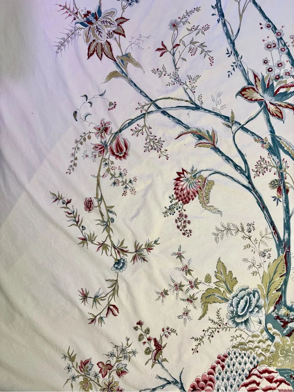 Pottery Barn King Duvet Cover 100% Cotton Italy Tree of Life Floral Bird Rare